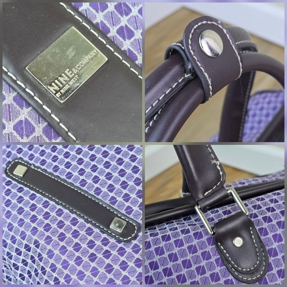 💜Vintage Nine West Purple Houndstooth Overnight/Weekender/Carry-On Bag - Picture 10 of 13